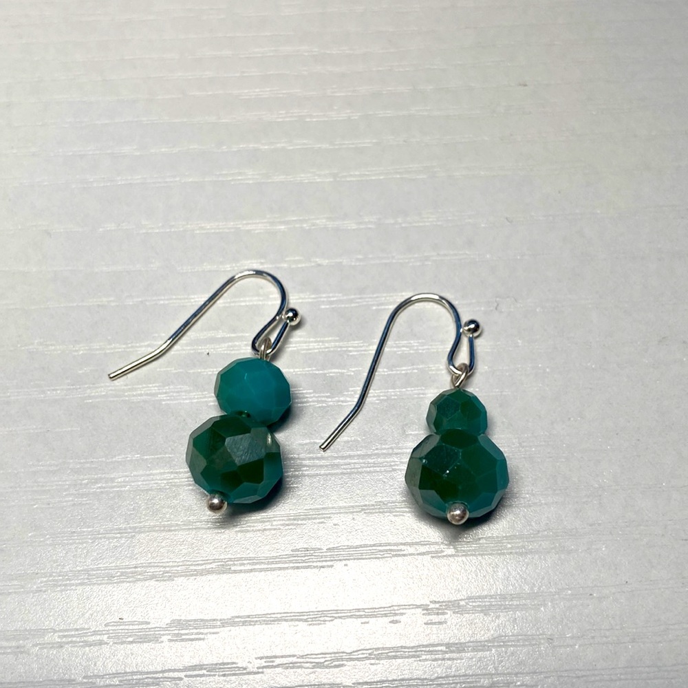Handmade glass turquoise earrings.